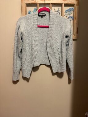 Light Blue Open-Front Women's Sweater Cardigan